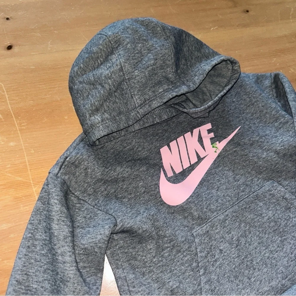 Nike Kids Gray Hoodie with Pink Logo